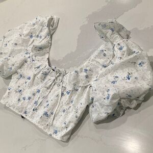 Floral Puff Sleeve Women's Top